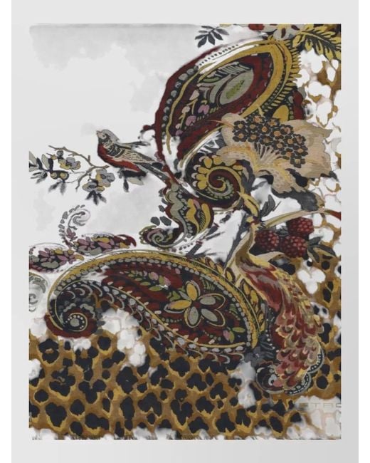 Etro Multicolor Cashmere Blend Scarf Animalier Paisley Floral