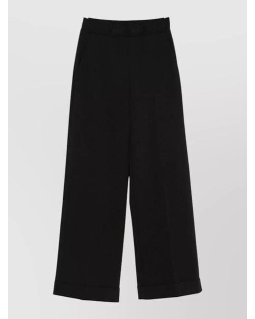Semicouture Black Coline Trousers High Waist Wide Leg Cuffs