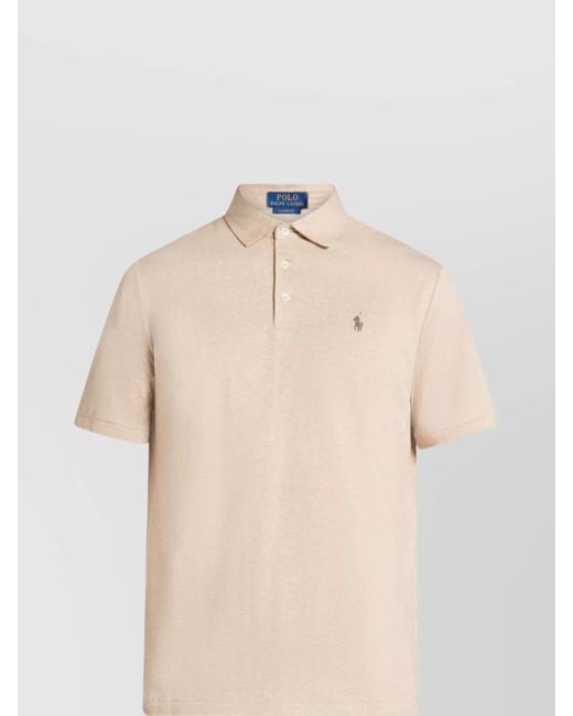 Ralph Lauren Natural Logo Linen-Cotton Blend Polo Shirt for men