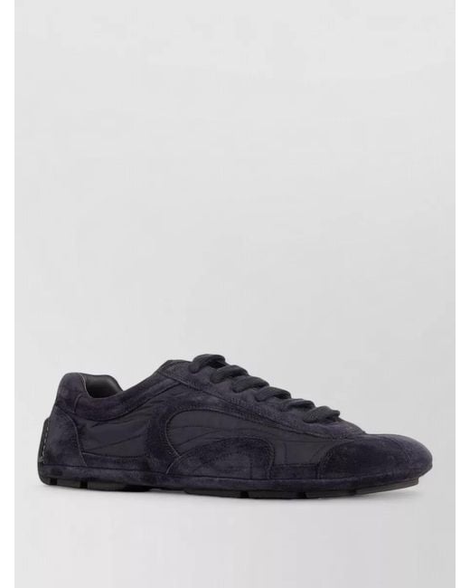 Prada Blue Lace Up Sneakers Low Top Suede Design for men