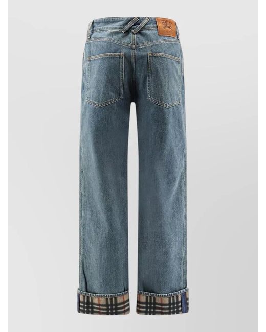 Burberry Blue Wide Leg Trousers Turn Up Cuffs for men