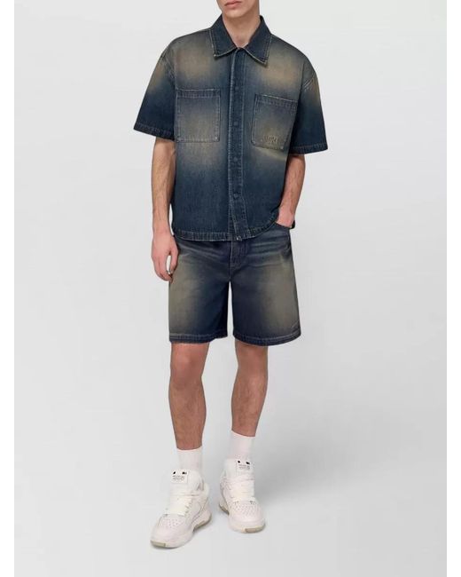 Amiri Blue Denim Shorts Drawstring Waist Five Pockets for men