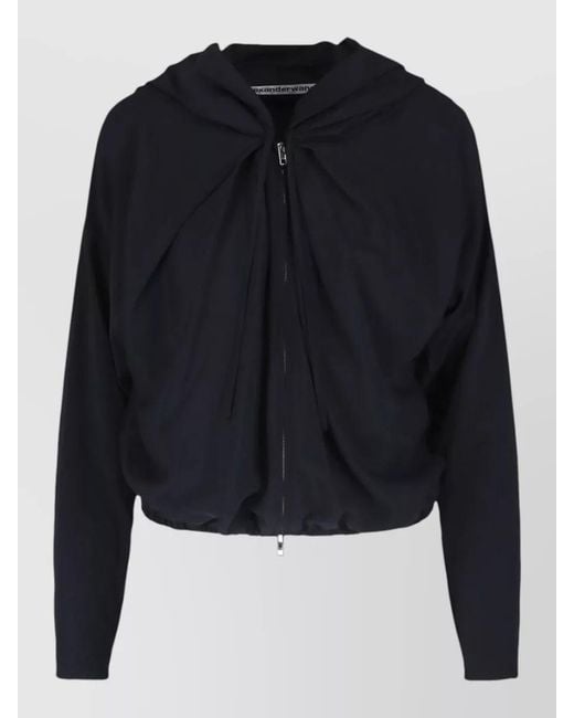 Alexander Wang Blue Hooded Cropped Sweatshirt Long Sleeve Design