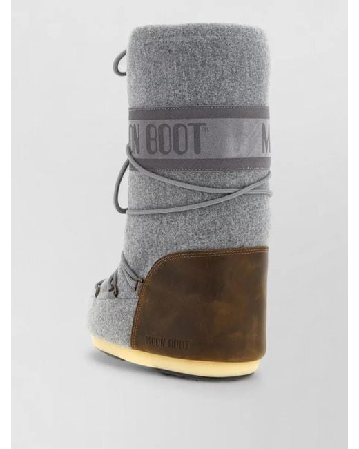 Moon Boot Gray Nubuck Felt Snow Boots
