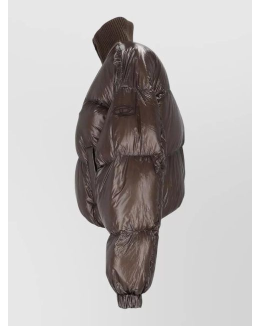 DIESEL Brown Cropped Quilted W-Arrior Down Jacket