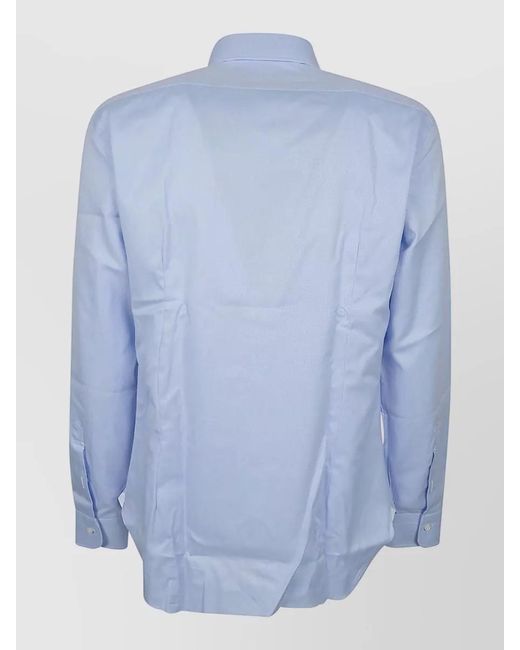 Barba Napoli Blue Long Sleeve Shirt Featuring Structured Neck for men