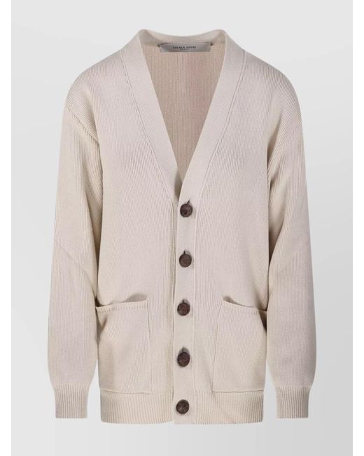 Golden Goose Deluxe Brand Natural Ribbed V-Neck Cardigan