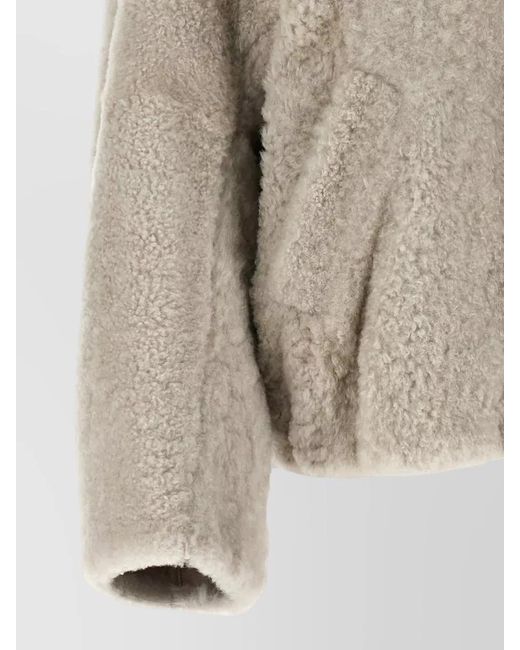 Brunello Cucinelli Natural Shearling Coat Crater Neck Relaxed Fit
