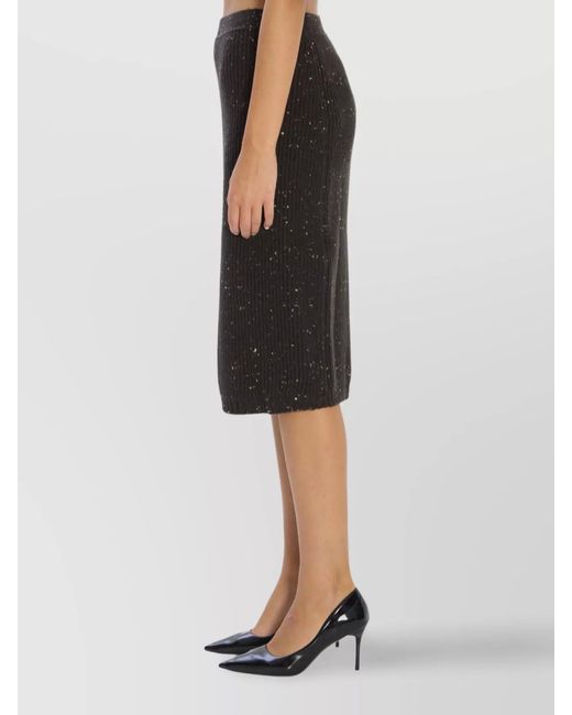 Bottega Veneta Black Wool Skirt With English Rib Knit