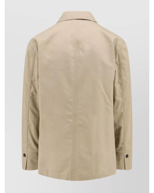 Ferragamo Natural Cotton And Viscose Jacket With Leather Patch for men