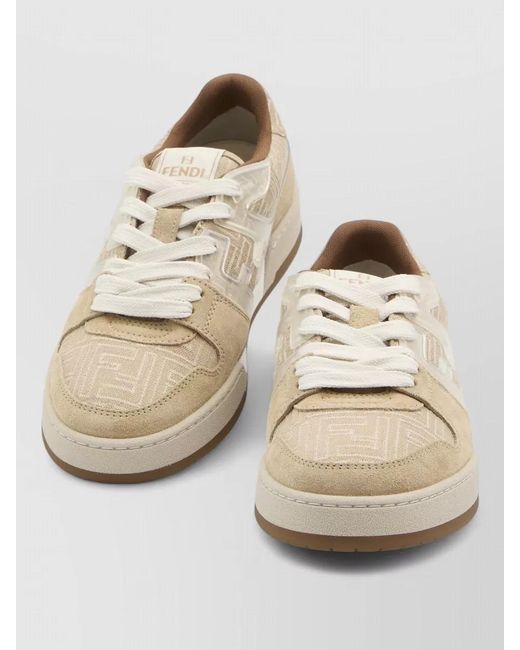Fendi Natural Calfskin Jacquard Low-Top Sneakers for men