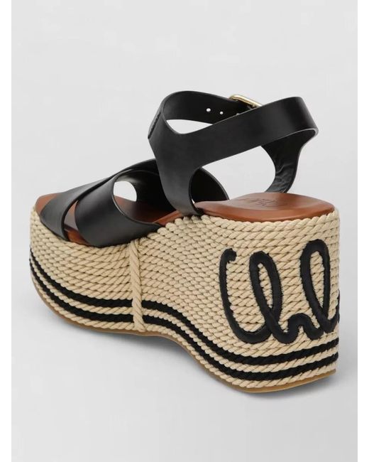 Chloé Multicolor Wedge Heel Sandals Ankle Strap Embroidery