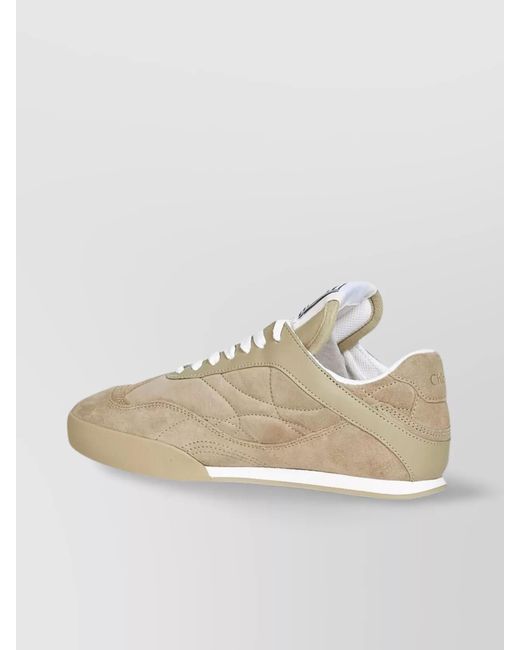 Chloé Natural Suede Paneled Low-Top Sneakers