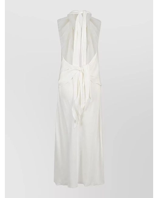 Silk95five White Worth Ave Draped Midi Low Back Dress