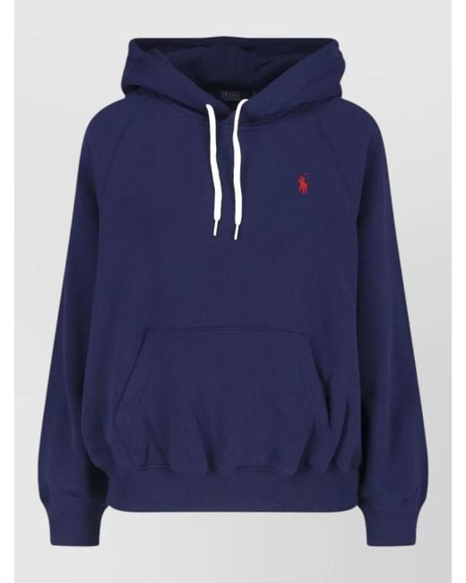 Polo Ralph Lauren Blue Hoodie Top Drawstring Hood Kangaroo Pocket