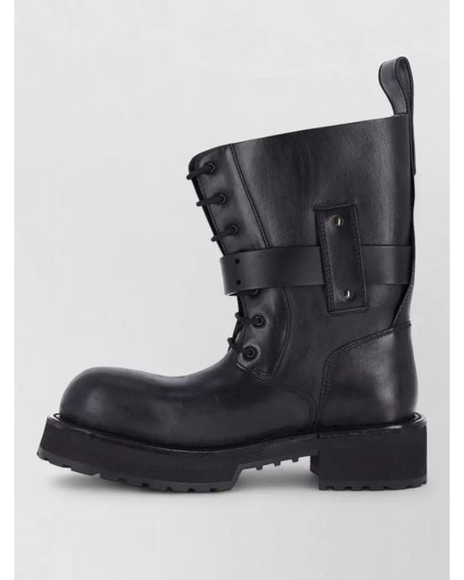 Balenciaga Black Leather Lace-Up Ankle Boots for men