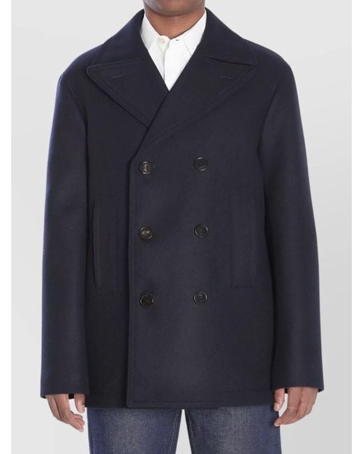 Gucci Blue Wool Double-Breasted Short Coat for men