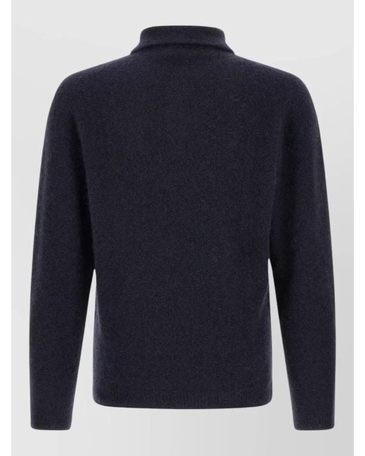 Roberto Collina Blue Cashmere Silk Long Sleeve Polo Knit for men