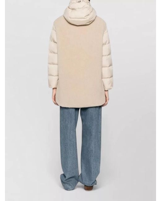 Herno Natural Hooded Panel Design Long Padded Coat