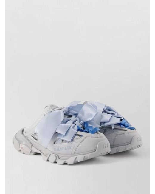 Balenciaga Gray Track Mules Synthetic Chunky Sole Bows
