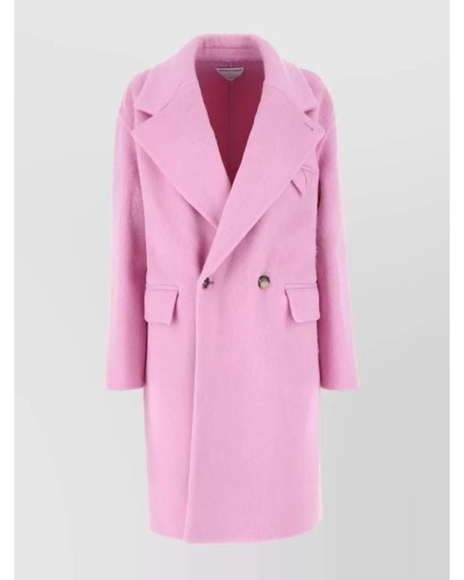 Bottega Veneta Pink Wool Blend Single-Breasted Coat
