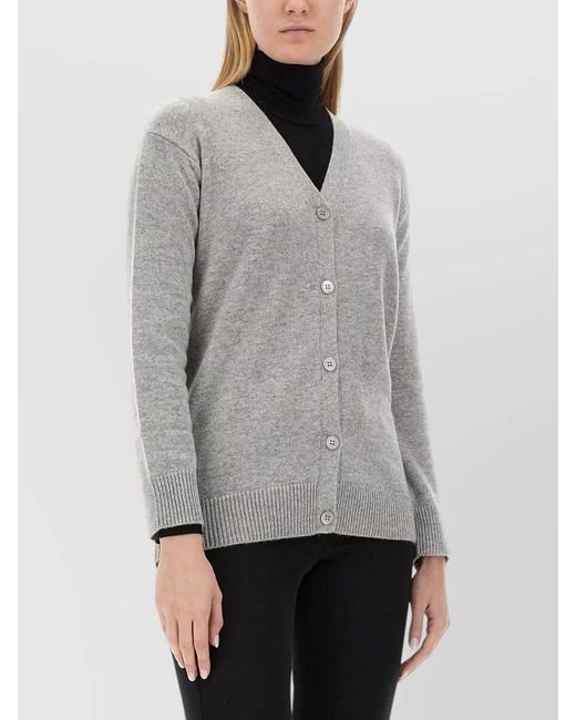 Max Mara Gray Wool Cashmere Regular Fit Cardigan