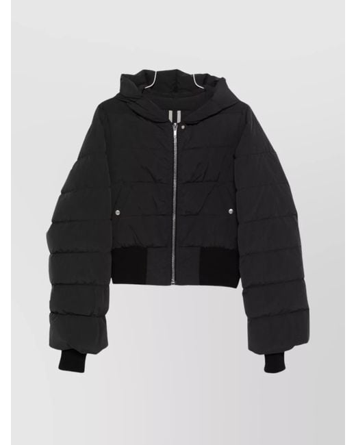 Rick Owens Black Hooded Quilted Down Puffer Jacket