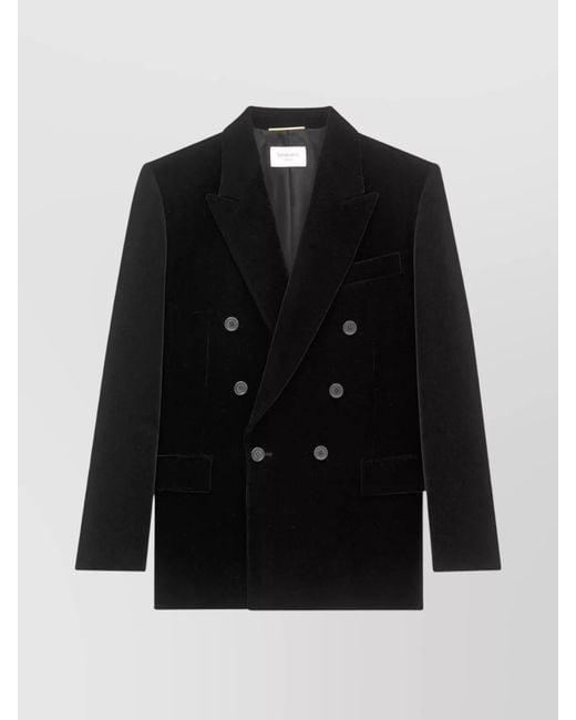 Saint Laurent Black Velvet Double-Breasted Blazer