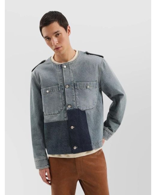 1989 STUDIO Gray Denim Jacket With Patches for men