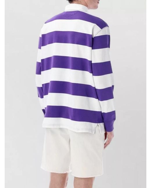 Polo Ralph Lauren Blue Long Sleeve Rugby Shirt Cotton Jersey for men