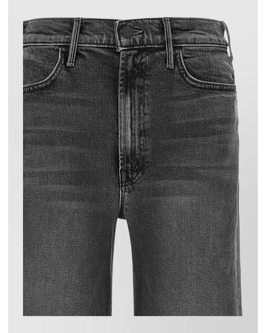 Mother Gray High Waist Wide Leg Denim Jeans