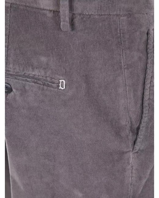 Dondup Gray Cotton Regular-Fit Straight-Leg Trousers for men