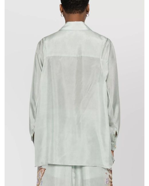 Zimmermann White Silk Floral Print Long Sleeve Shirt
