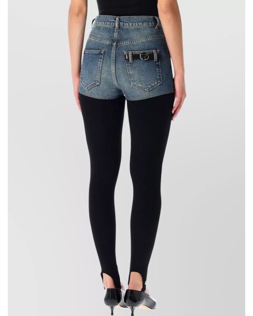 Coperni Blue Ribbed Hybrid Denim Knit Leggings
