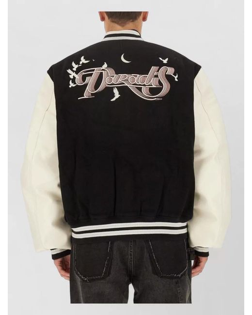 3.PARADIS Black Logo Jacket Contrast Sleeves Wide Fit for men