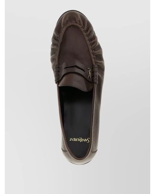 Saint Laurent Black Loafer Shoe Round Toe Ruched Design for men