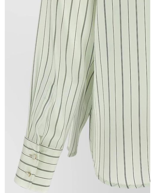 Max Mara Green Striped Long Sleeve Shirt Point Collar
