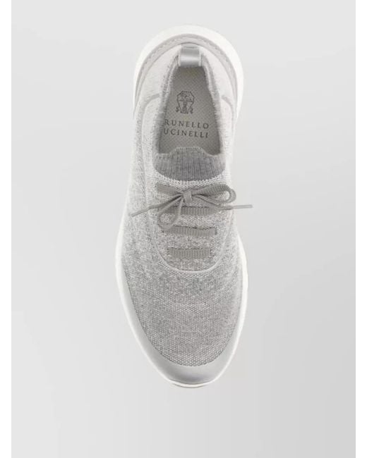 Brunello Cucinelli White Cotton Low-Top Sneakers for men