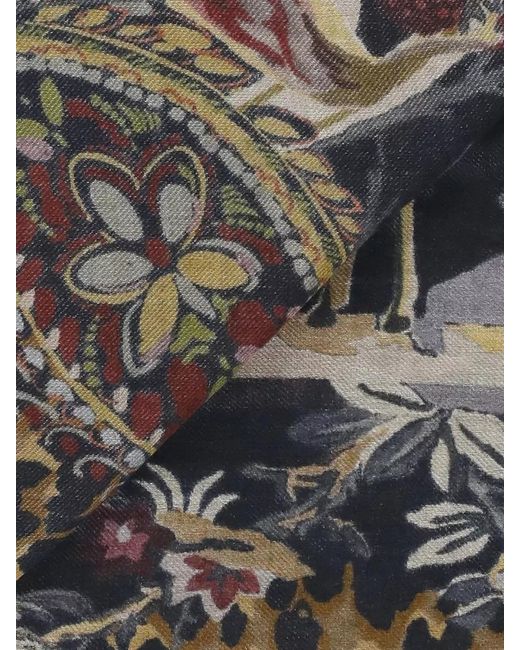 Etro Multicolor Cashmere Blend Scarf Animalier Paisley Floral