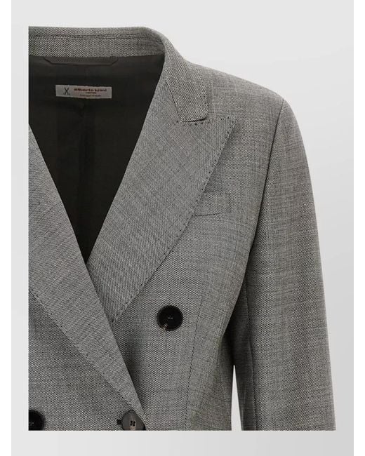 Alberto Biani Gray Double Breasted Blazer Houndstooth Tailored Fit