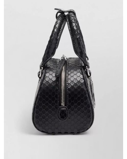 DIESEL Black 1Dr Dome Python Leather Mini Crossbody Bag