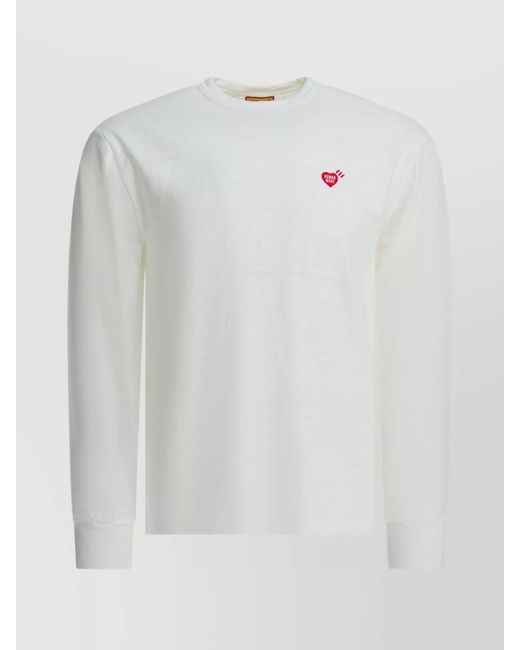 Human Made White Long Sleeve Graphic Print Crew Neck T-Shirt for men