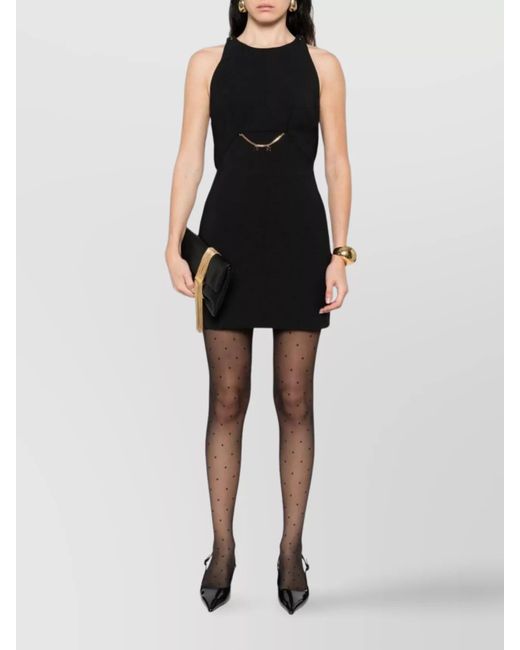 Elisabetta Franchi Black Sleeveless Chain-Embellished Midi Dress