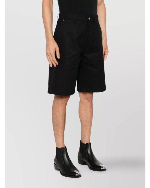 Gucci Black Cotton Gg Jacquard Denim Bermuda Shorts for men