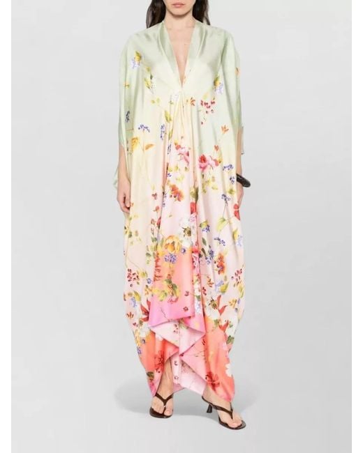 Roberto Cavalli White Silk Knee-Length Maxi Dress