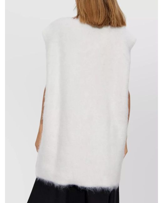 Marni White Mohair Brushed Sleeveless Turtleneck Knitted Top