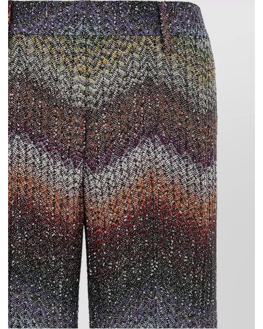 Missoni Gray Zigzag Lamé Wide-Leg Trousers