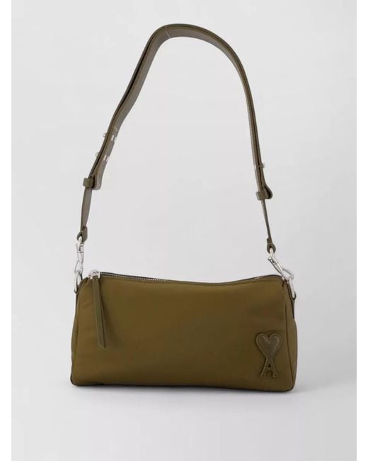 AMI Gray Marcel Nylon Shoulder Bag Adjustable Strap