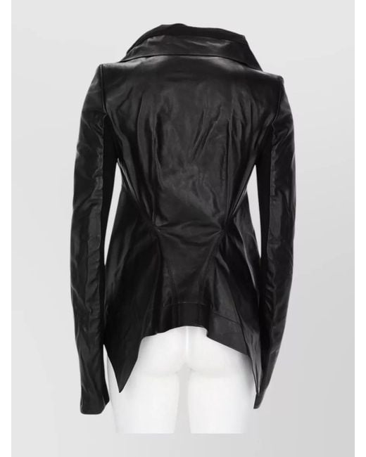 Rick Owens Black Long Sleeve High Collar Tailored Coat