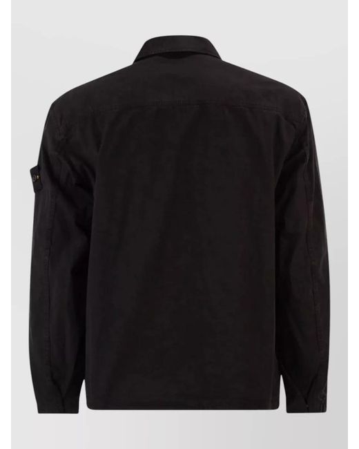 Stone Island Black Mercerised Organic Cotton Ripstop Jacket for men